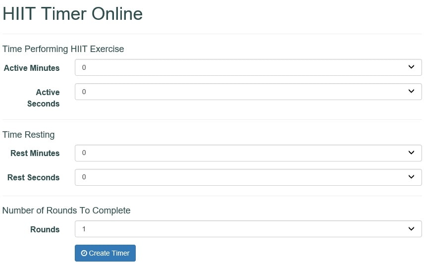 Online HIIT Timer time and round settings https://www.getstrong.fit/Fitness